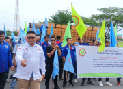 Seratusan Pekerja dari FSP KEP SPSI Kabupaten Batubara Berunjukrasa ke PT Inalum