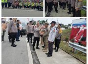 Polres Simalungun Terima Kunker Tim Pengawas Operasi Lilin Toba 2024 Tinjau Pos Pelayanan Tol Sinaksak